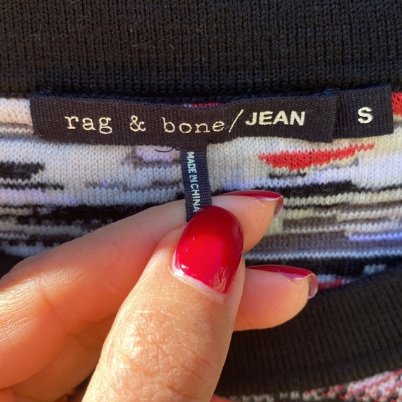 Rag & Bone 🔥 Lola Red & Black Jacquard Crewneck Sweater Sz S - Picture 4 of 8